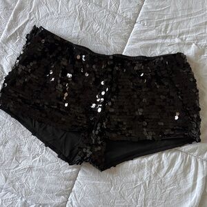 SHEIN Black Sequin High Waist Shorts